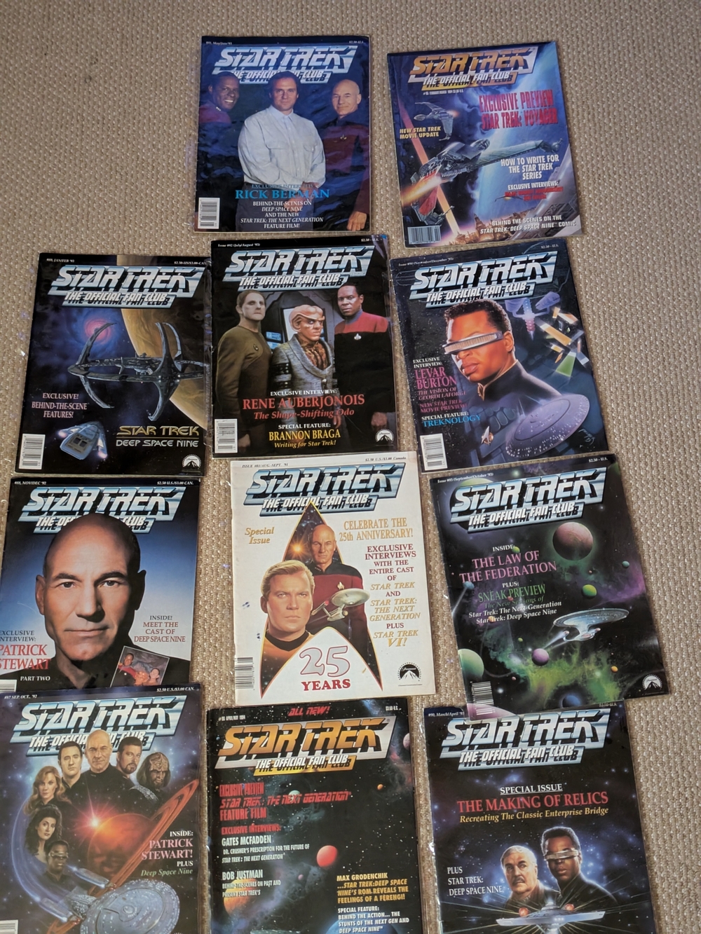 Star Trek Official Fan Club Magazine Lot - Black, Blue, Purple Covers